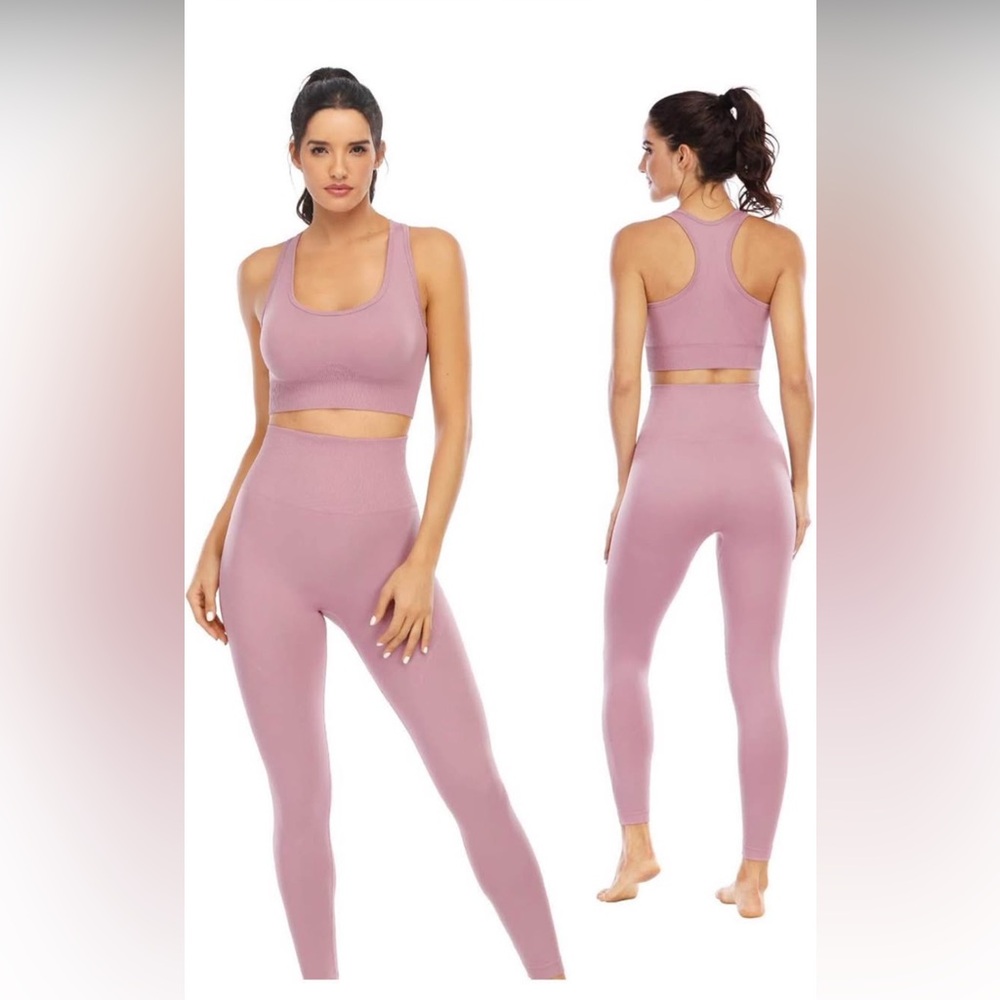 Seamless Purple Sports Bra and Leggings Set